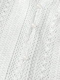 Women Boho Crochet Button-Up Shirt - Bell Sleeve Blouse for Casual Wear