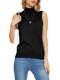 INKOFF Sleeveless Mock Neck Turtleneck Knit Tops Women Dressy Casual Sweater Vest Business Work Tank