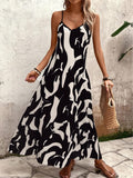 Women's Elegant Backless Long Dress Spaghetti Strap Dress V Neck for Chic Summer Casual Wear