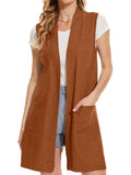Beautiful Nomad Suéter para mujer, cuello en V, sin mangas, con botones, casual, de punto, color liso