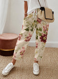 Women's Cropped Pants with Elastic Waistband, Diagonal Side Pockets, and Faux Drawstring