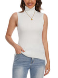 INKOFF Sleeveless Mock Neck Turtleneck Knit Tops Women Dressy Casual Sweater Vest Business Work Tank