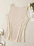 Womens Tank Tops Casual Fashion V Neck Strappy Sequin Sparkle Shimmer Camisole Sleeveless Tanks Tops