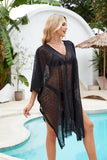 Women's Honeycomb Lace Beach Cover Up, V-Neck Flowy Swimsuit Cover Shirt, Ideal for Poolside, Beach and Vacation