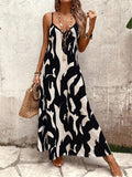 Women's Elegant Backless Long Dress Spaghetti Strap Dress V Neck for Chic Summer Casual Wear