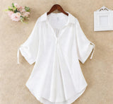 Women's Solid Color Loose Longline Short Sleeve Shirt