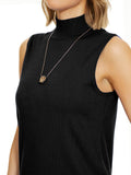 INKOFF Sleeveless Mock Neck Turtleneck Knit Tops Women Dressy Casual Sweater Vest Business Work Tank
