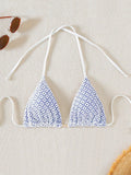 Beach Outfits for Woman - Swim Mod-D Summer Halter Solid Color Textured Fabric Bikini Top