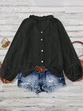 Women Boho Crochet Button-Up Shirt - Bell Sleeve Blouse for Casual Wear