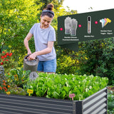 Galvanized Raised Garden Bed Box Planter for Outdoor Plants 17"/24" Extra Tall Raised Garden Beds Outdoor Garden Boxes Outdoor Raised Metal Raised Garden Beds for Vegetables