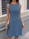 Women Everyday Crewneck Sleeveless Striped Patterns Dress
