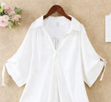 Women's Solid Color Loose Longline Short Sleeve Shirt