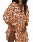 Spicy Sandia Women Summer Casual Boho Batwing Puff Sleeve Beach Vacation Babydoll Mini Dress Cruise Resort Wear
