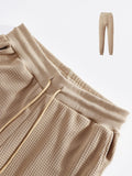 Men's Waffle Knit Jogger Pants, Elastic Drawstring Waist Casual Trousers for Daily & Lounge Wear