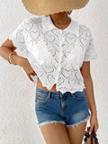 Women's Crewneck Short Sleeve Beach Cover Up Dress - Flowy Tunic