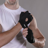 1 Pair Adjustable Non-Slip Sporty Gloves for Weightlifting & Cycling Black Breathable with Wrist Strap