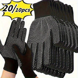 10pcs Heavy-Duty Nylon Gloves Lightweight, Grip Texture for Cycling, Fishing, Camping, Hunting Elastic Closure