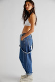 Women's Stretch Denim Overalls with Adjustable Straps and Pockets Comfort Fit Street Style Machine Washable