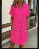 Womens Beach Dresses Summer Coverups Button Down Cover Up Long Sleeve Knee Length Beach Tunic Shirt Midi Dress with Pockets