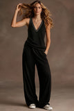 Women’s 2 Piece Outfits Sleeveless V Neck Top and Wide Leg Pants Set Casual Lounge Matching Set