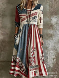 Women’s Embroidered Midi Dress Floral Patchwork Boho Casual Loose Fit Summer Dress with Pockets