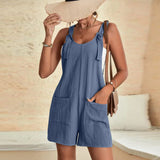 Summer Women's Jumpsuit Casual Street Style Overalls with Dual Pockets