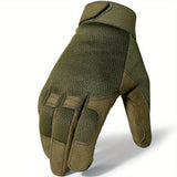 Men's Full Finger Outdoor Gloves - Adjustable Wrist Strap - Breathable Fabric for Hiking, Camping - Flexible Glove