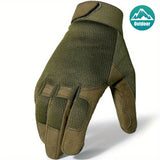 Men's Full Finger Outdoor Gloves - Adjustable Wrist Strap - Breathable Fabric for Hiking, Camping - Flexible Glove