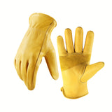 1 Pair Premium Cowhide Leather Gloves, Comfortable Daily Multipurpose Excellent Gloves. Full-Finger Outdoor Gloves