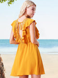 Babydoll Mini Dress Yellow - Shopmossrose
