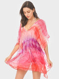 Moss Rose Pink Tie Dye Print Cover Up  