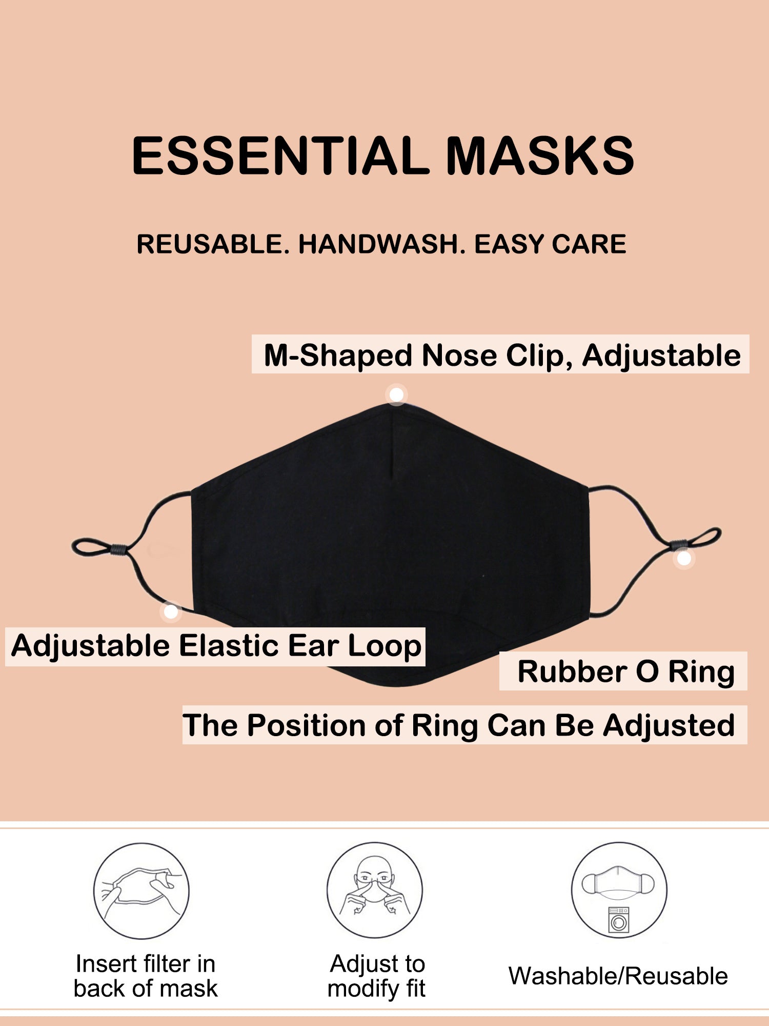 Organic Cotton Face Mask Black