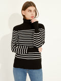 Waythefree Stripe Balloon Sleeve Turtleneck Sweater