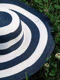 Moss Rose Striped Woven Straw Hat