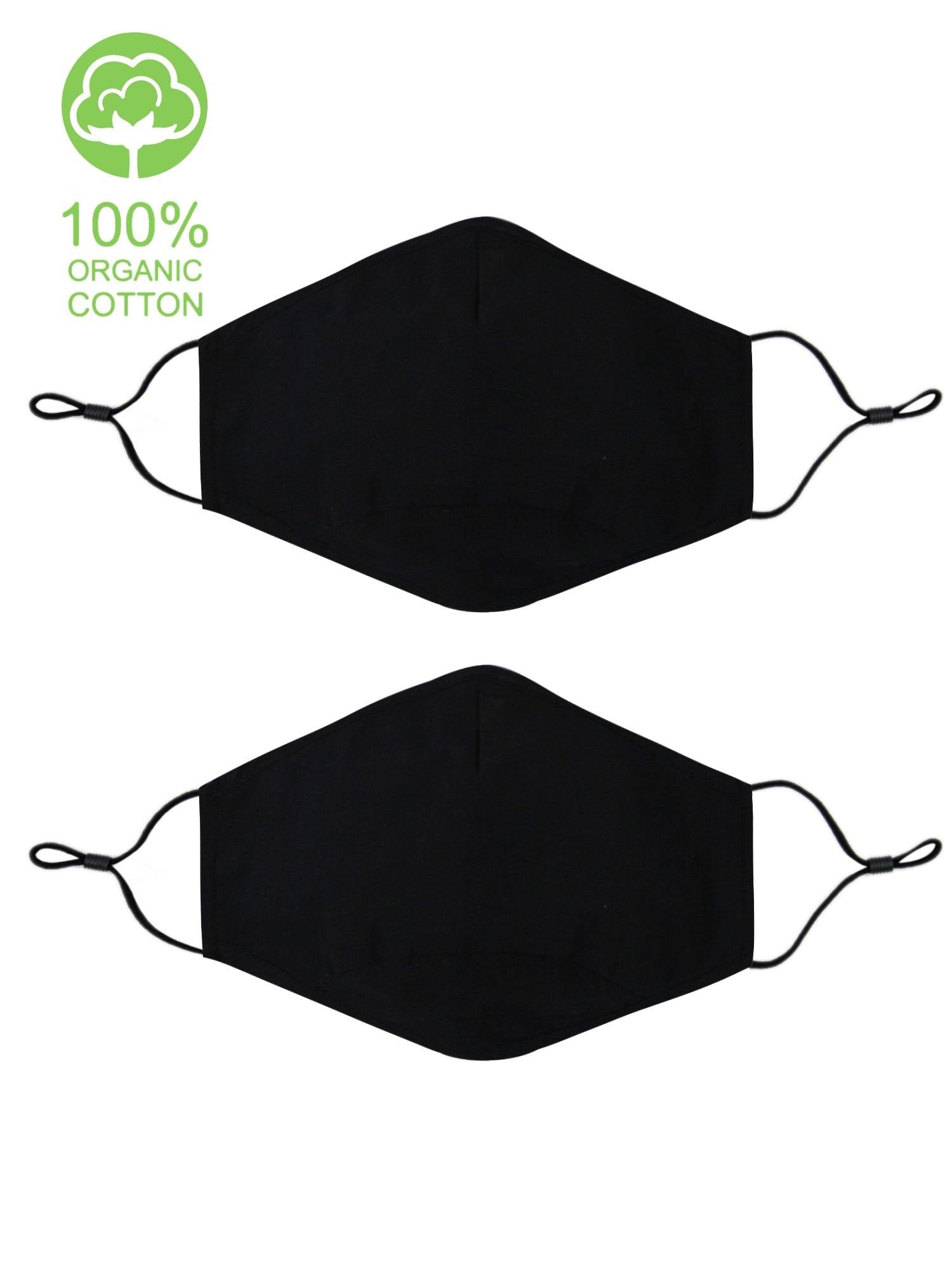 Organic Cotton Face Mask Set Black 2-pack - Shopmossrose