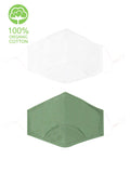 Organic Cotton Face Mask Set White Green 2-pack - Shopmossrose