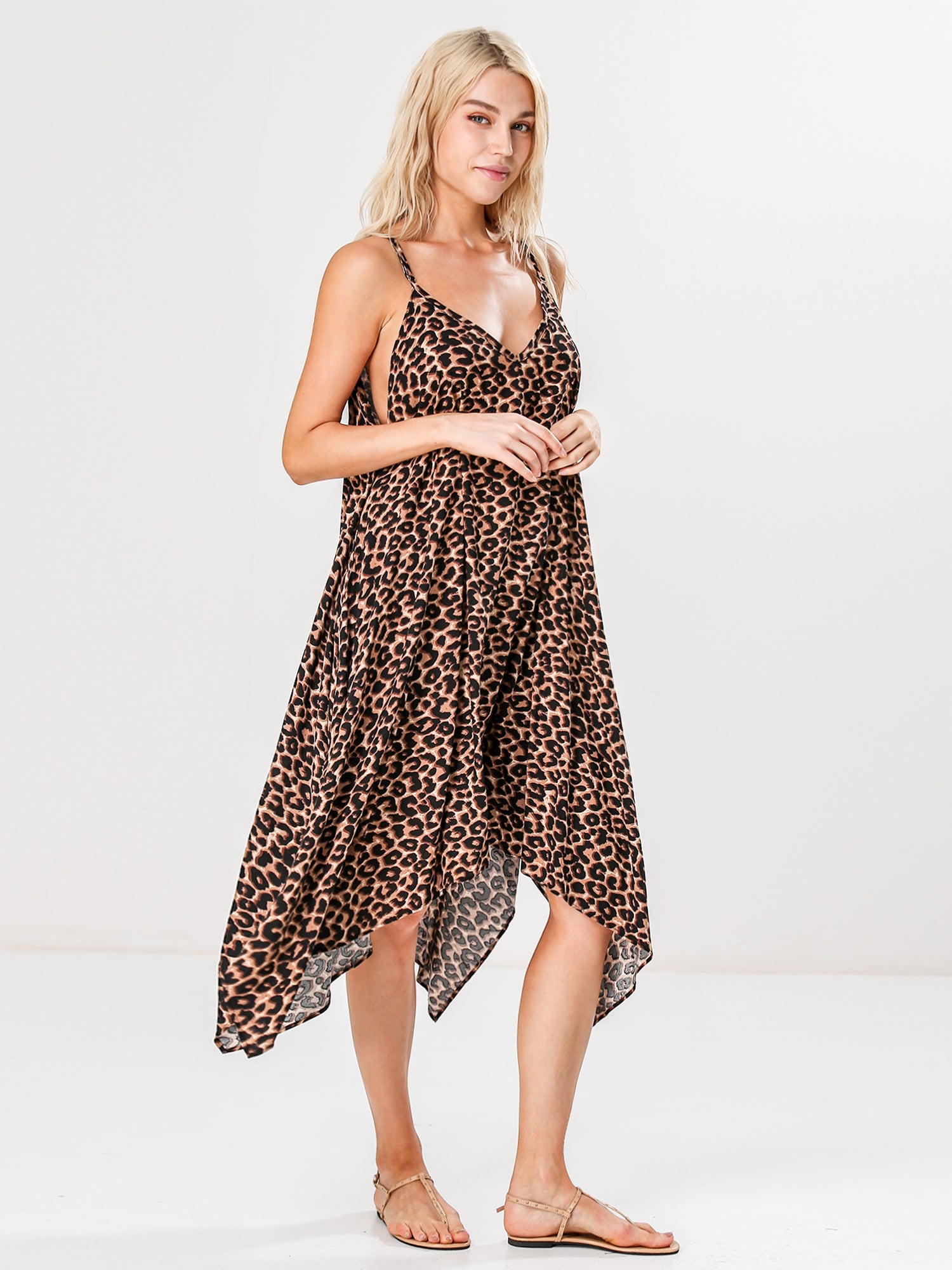 Leopard Long Sleeve Beach Cover Dress