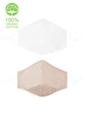 Organic Cotton Face Mask Set White Khaki 2-pack - Shopmossrose