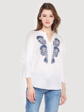 Moss Rose Embroidered Boho Top