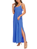 Moss Rose Women's Spaghetti Strap Backless Summer Party Casual Dress Solid Long Maxi Beach Dress for Travel Vacation