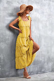 Womens Floral Summer Boho Maxi Dress Spaghetti Strap Ruffle Tiered Beach Dresses