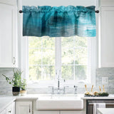 Kitchen Valances for Windows Rod Pocket Turquoise Grey Modern Abstract Art 52"x18" Curtain Valances for Cafe Living Room Bath Room