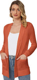 Women's Open Front Lightweight Knit Cardigans Long Sleeve Sweaters with Pockets