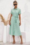 Women's Floral Button Front Split Maxi Dress Short Sleeve Swing Summer Dresses
