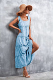 Womens Floral Summer Boho Maxi Dress Spaghetti Strap Ruffle Tiered Beach Dresses