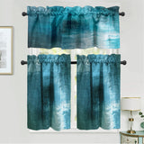 Turquoise Grey Kitchen Valances for Windows 3PC Set Rod Pocket Modern Abstract Art 52"x18" & 29"x36" Curtain Valances for Cafe Living Room