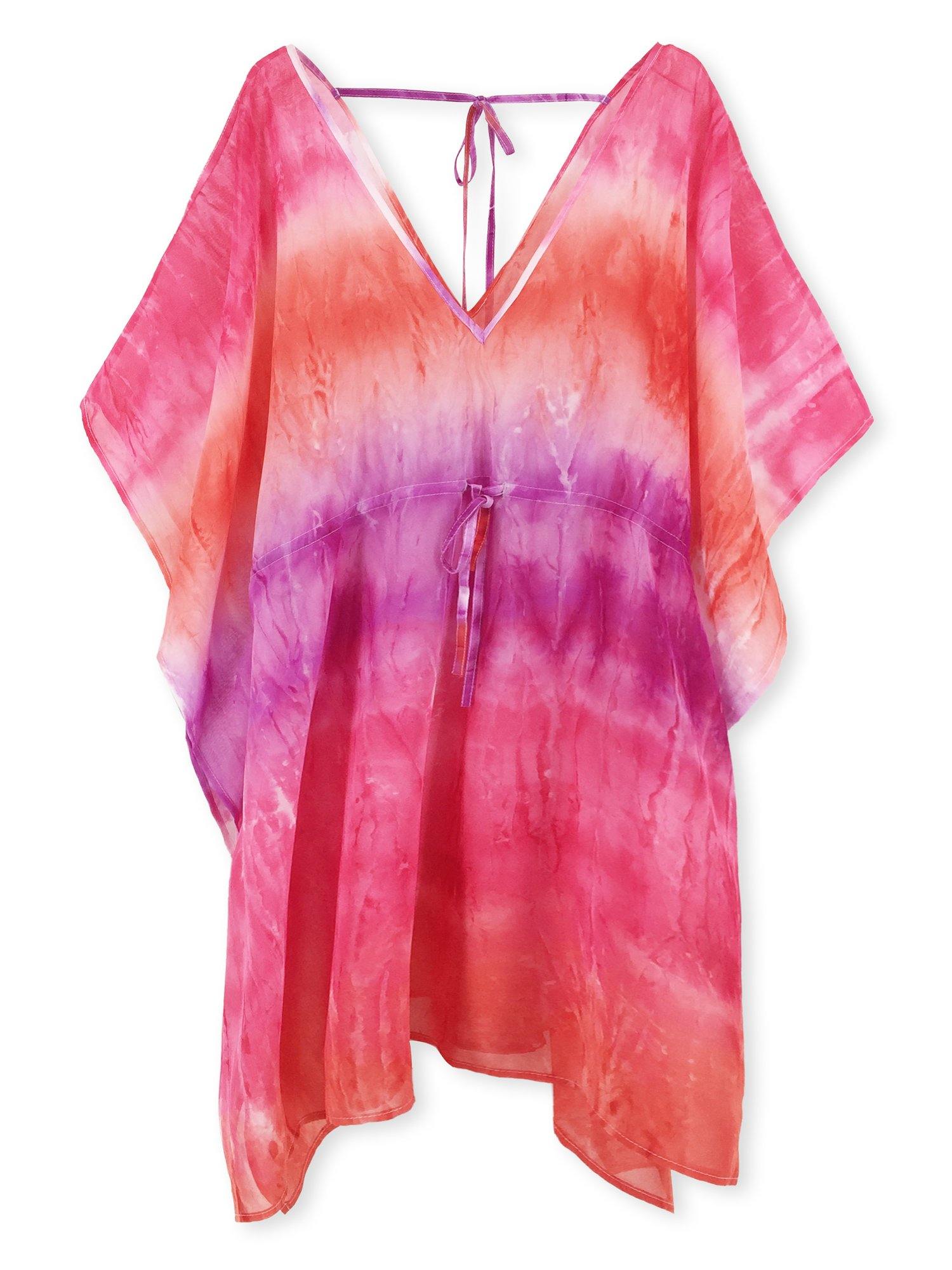 Moss Rose Pink Tie Dye Print Cover Up  