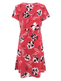 Moss Rose Red Floral Wrap Mini Dress  