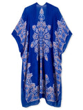 Adeline Blue Coral Print Kimono - Shopmossrose