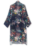 Moss Rose Navy Flora Airy Cover Up  